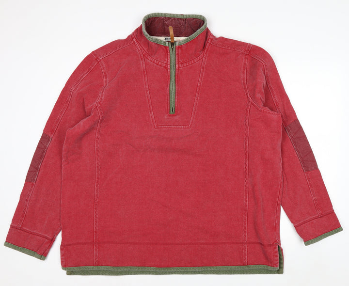 Fat Face Men Red XXL Airlie 1/4 Zip Heavyweight Sweatshirt