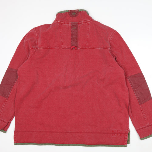 Fat Face Men Red XXL Airlie 1/4 Zip Heavyweight Sweatshirt