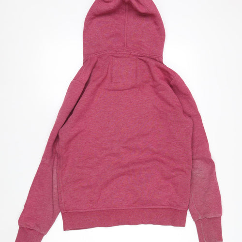Superdry Men's Pink Full Zip Hoodie L Logo Cotton Blend
