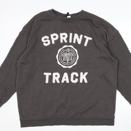 H&M Divided Men’s Grey Sprint Track Crew Neck Sweatshirt Size M