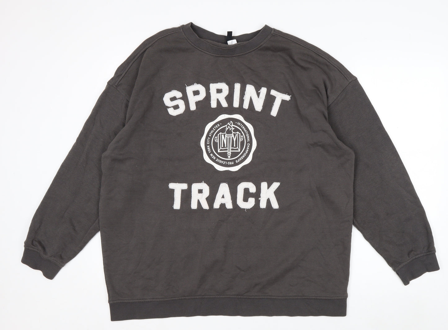 H&M Divided Men’s Grey Sprint Track Crew Neck Sweatshirt Size M