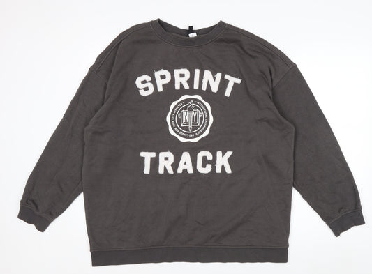 H&M Divided Men’s Grey Sprint Track Crew Neck Sweatshirt Size M