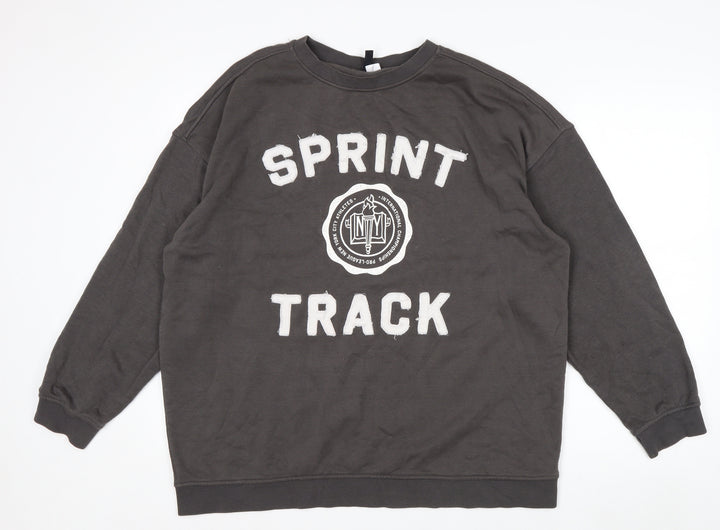H&M Divided Men’s Grey Sprint Track Crew Neck Sweatshirt Size M