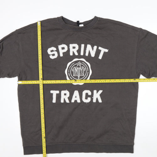 H&M Divided Men’s Grey Sprint Track Crew Neck Sweatshirt Size M