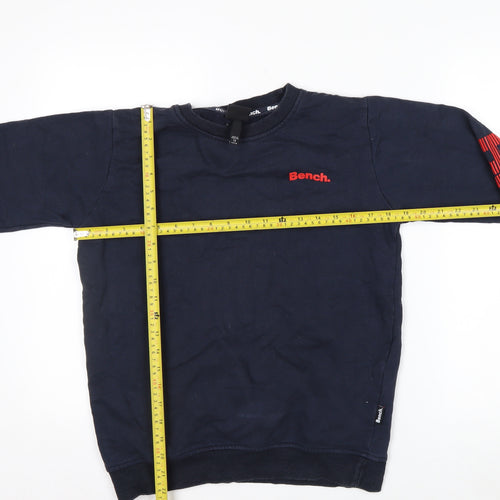 Bench Boys Blue Logo Pullover Sweatshirt 13 Years Cotton Blend Crew Neck