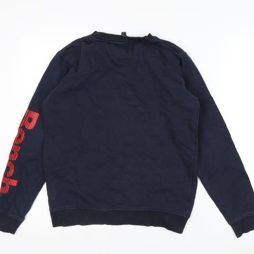 Bench Boys Blue Logo Pullover Sweatshirt 13 Years Cotton Blend Crew Neck