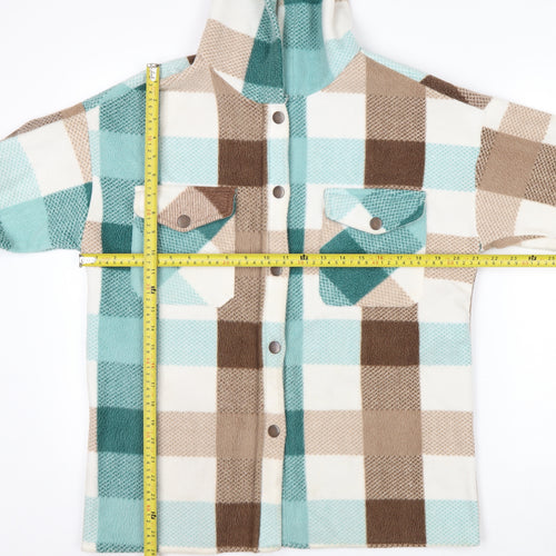 Smile Face Men's Multicoloured Check Hooded Fleece Jacket Size S