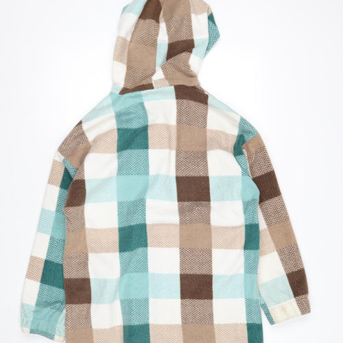 Smile Face Men's Multicoloured Check Hooded Fleece Jacket Size S