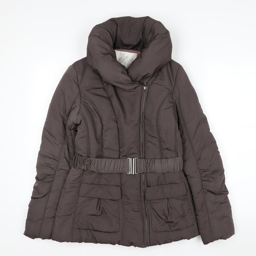 RJR John Rocha Women's Brown Size 8 Belted Puffer Jacket