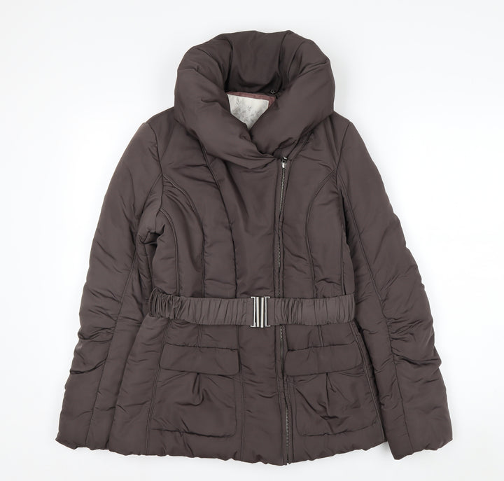 RJR John Rocha Women's Brown Size 8 Belted Puffer Jacket
