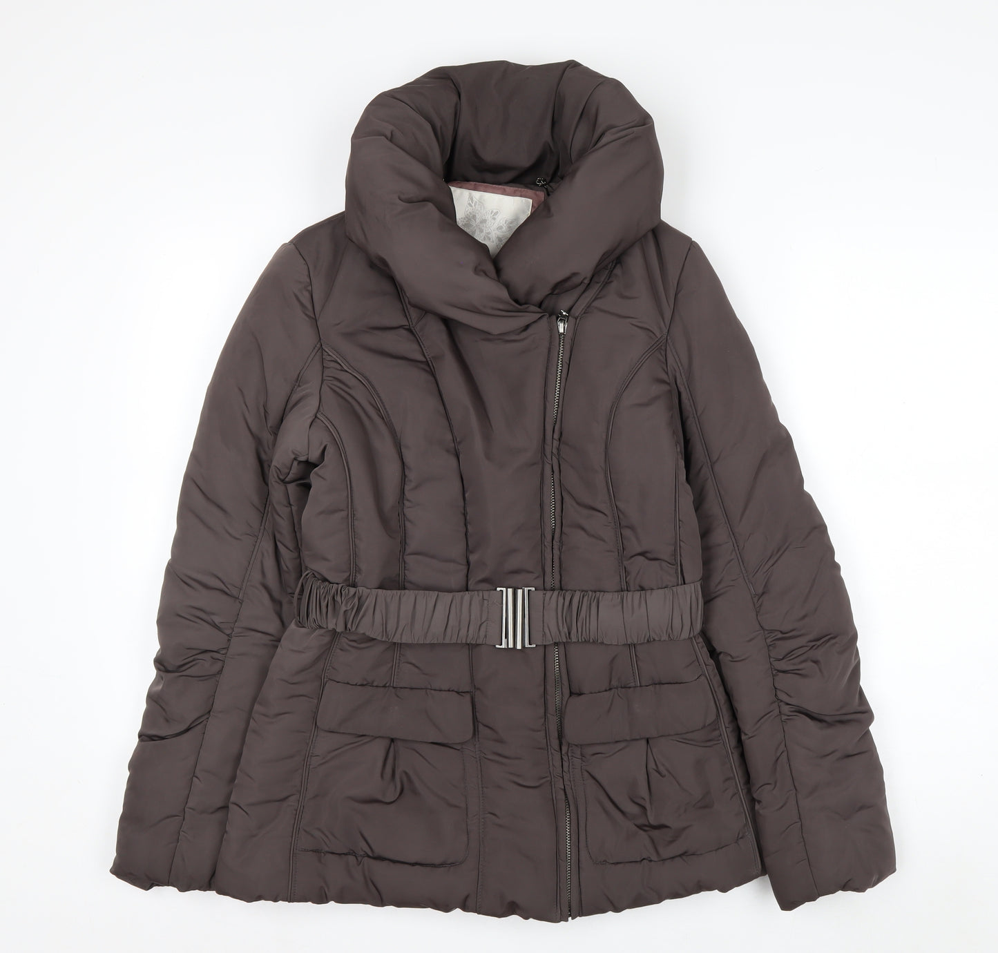 RJR John Rocha Women's Brown Size 8 Belted Puffer Jacket