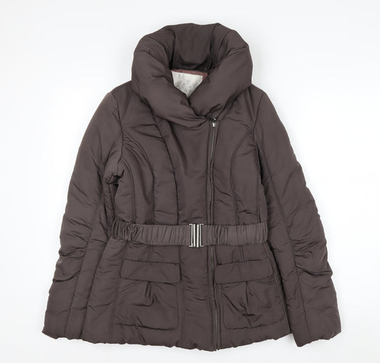 RJR John Rocha Women's Brown Size 8 Belted Puffer Jacket