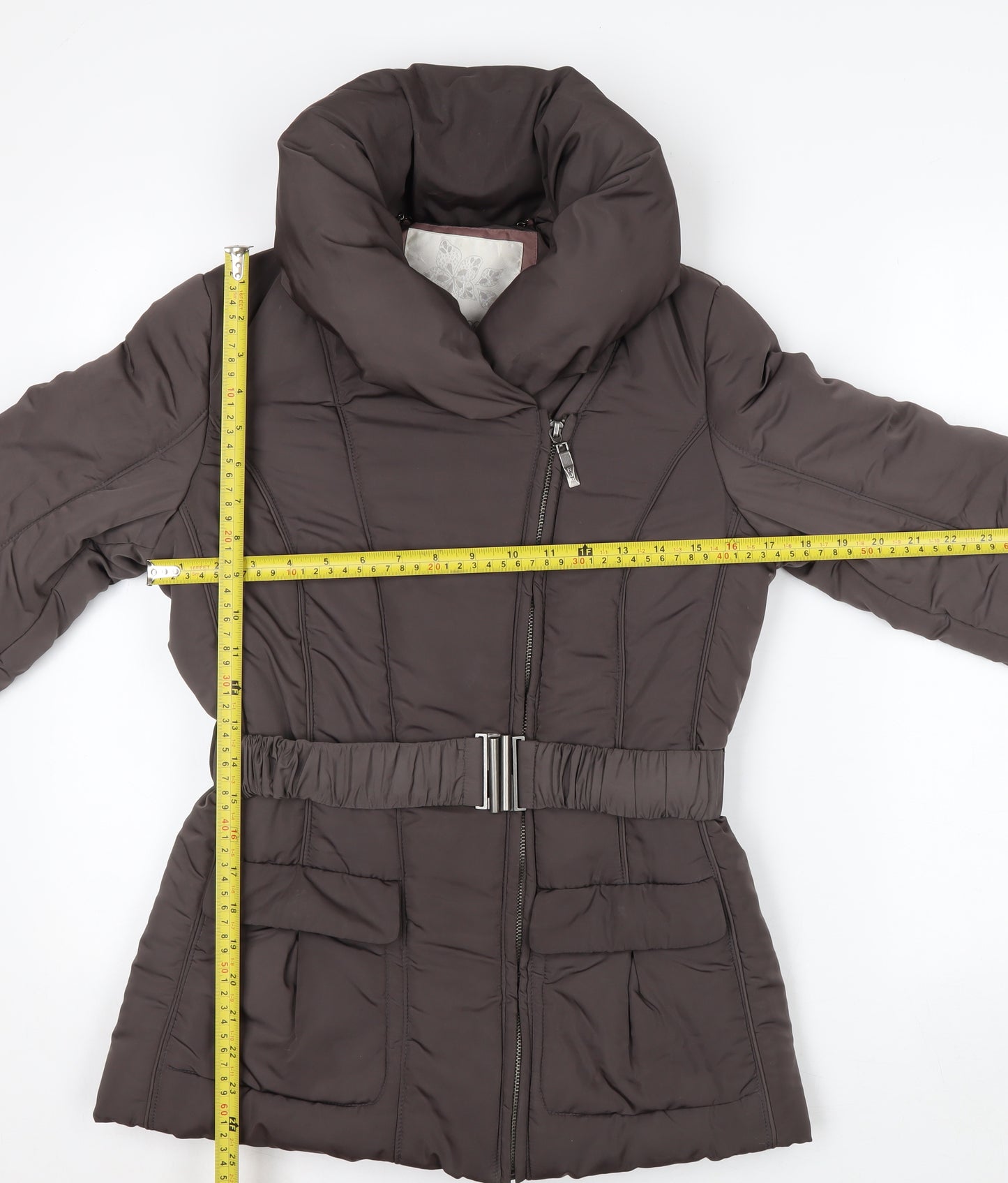 RJR John Rocha Women's Brown Size 8 Belted Puffer Jacket