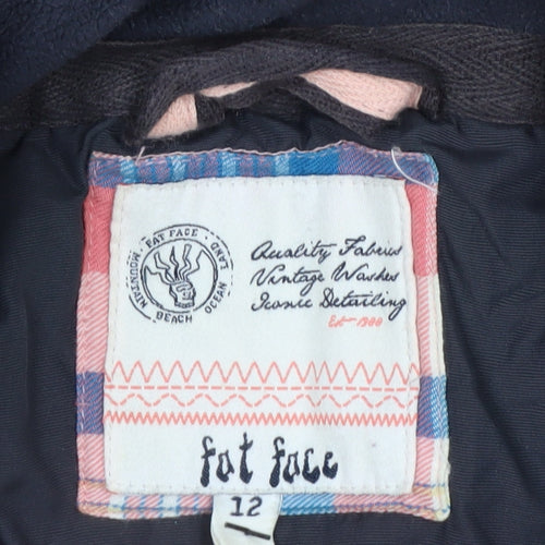 Fat Face Women's Black Faux Fur Hooded Parka Jacket Size 12