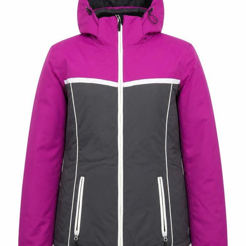 Crane Women's Purple Grey Ski Jacket S Waterproof Hooded Winter Coat