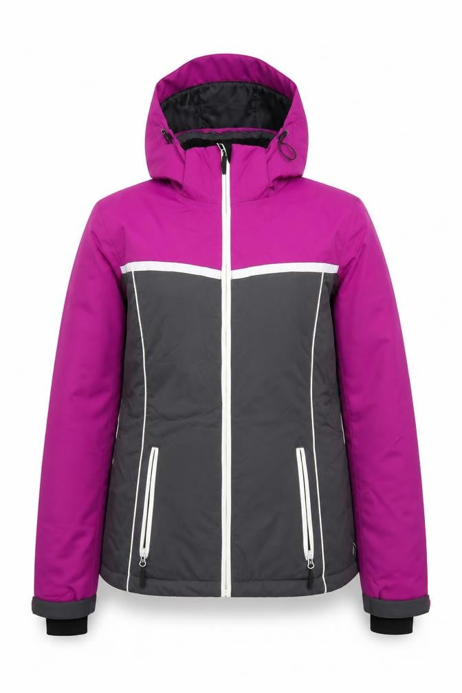 Crane Women's Purple Grey Ski Jacket S Waterproof Hooded Winter Coat