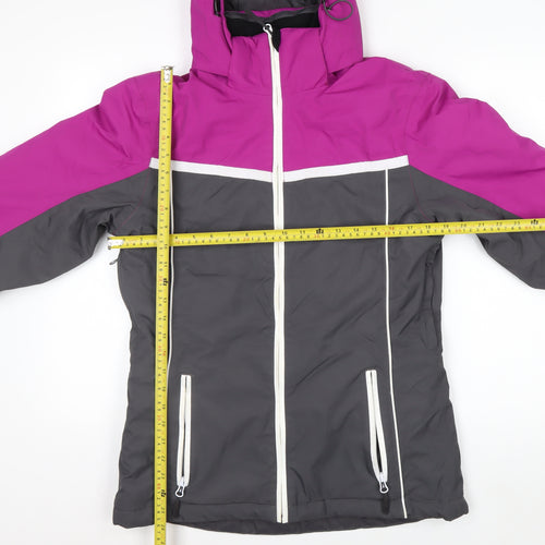 Crane Women's Purple Grey Ski Jacket S Waterproof Hooded Winter Coat