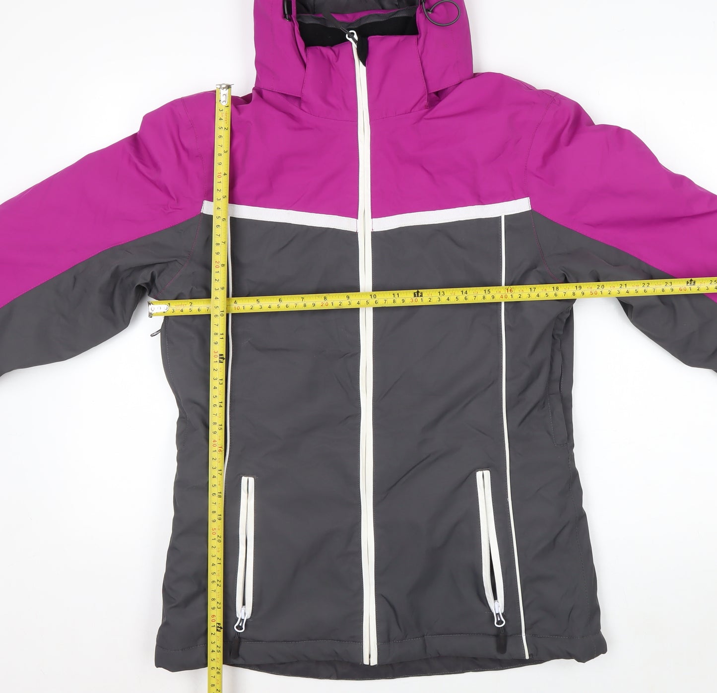Crane Women's Purple Grey Ski Jacket S Waterproof Hooded Winter Coat