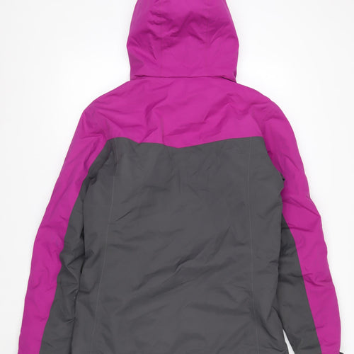 Crane Women's Purple Grey Ski Jacket S Waterproof Hooded Winter Coat