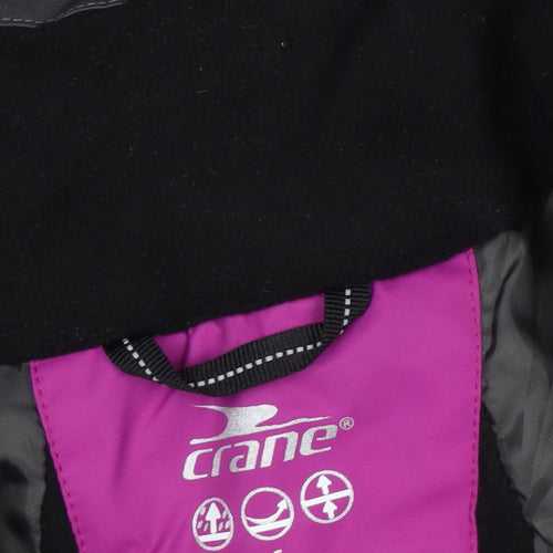 Crane Women's Purple Grey Ski Jacket S Waterproof Hooded Winter Coat