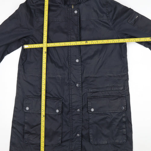 Fat Face Women's Blue Hooded Parka Coat Size 12 Lined Waterproof