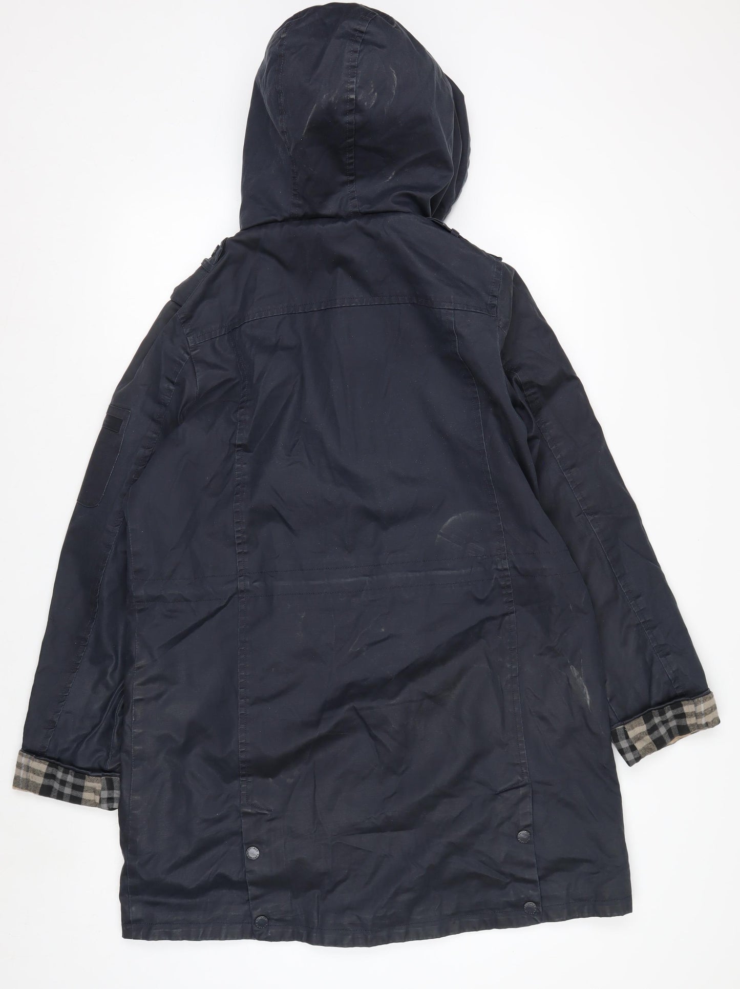 Fat Face Women's Blue Hooded Parka Coat Size 12 Lined Waterproof