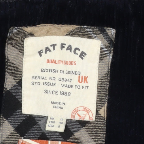 Fat Face Women's Blue Hooded Parka Coat Size 12 Lined Waterproof