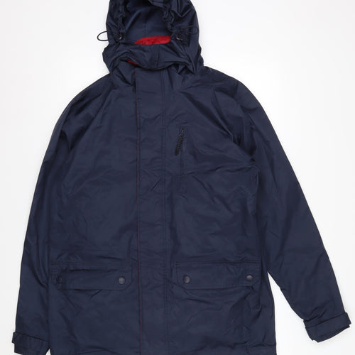 Southbay Men's Blue Hooded Parka Jacket Size S 38in Polyester Lined