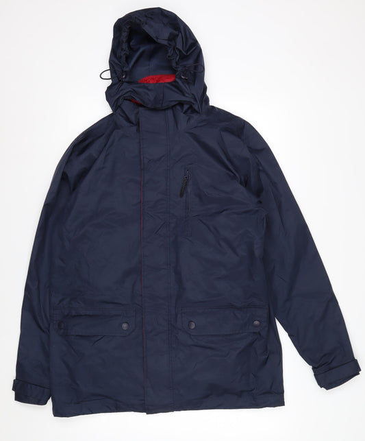 Southbay Men's Blue Hooded Parka Jacket Size S 38in Polyester Lined