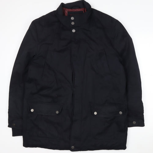 Thomas Nash Men's Black L Parka Jacket Lined Mid-Length Cotton Blend
