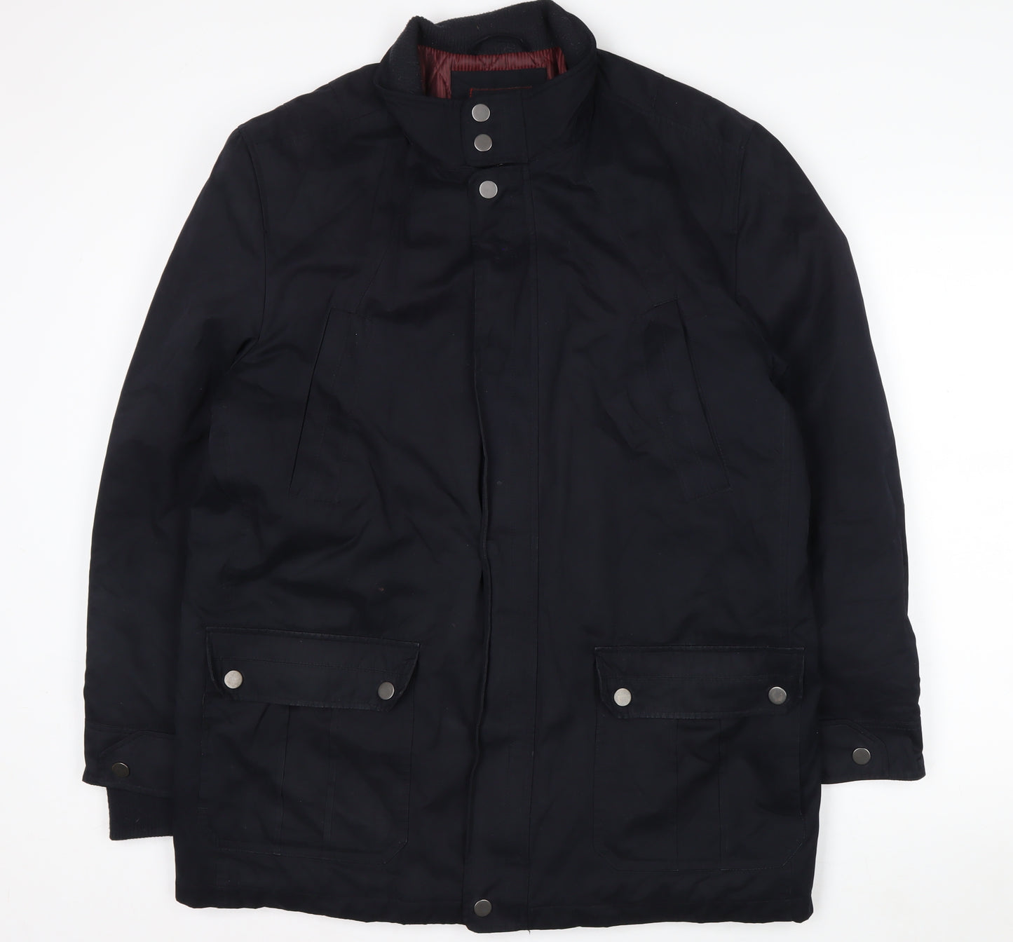 Thomas Nash Men's Black L Parka Jacket Lined Mid-Length Cotton Blend