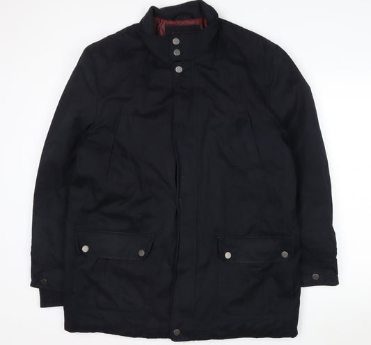 Thomas Nash Men's Black L Parka Jacket Lined Mid-Length Cotton Blend