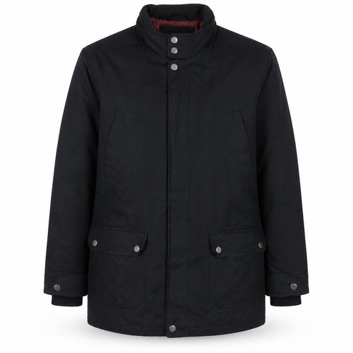 Thomas Nash Men's Black L Parka Jacket Lined Mid-Length Cotton Blend