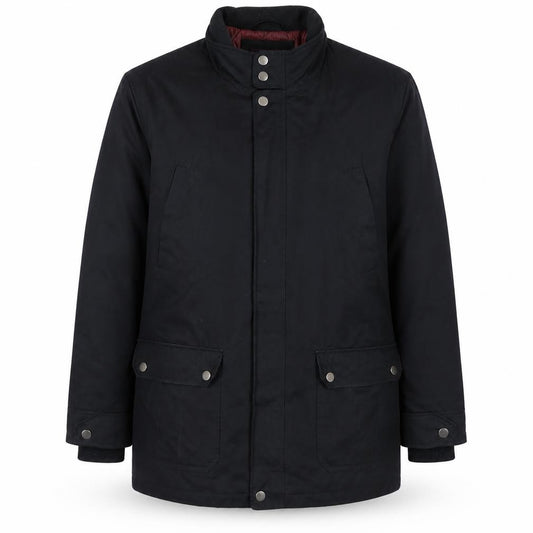 Thomas Nash Men's Black L Parka Jacket Lined Mid-Length Cotton Blend