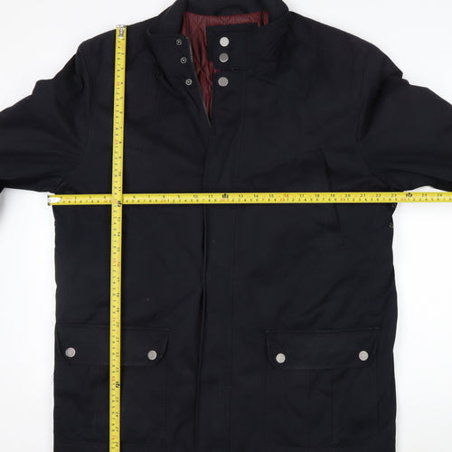Thomas Nash Men's Black L Parka Jacket Lined Mid-Length Cotton Blend