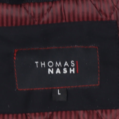 Thomas Nash Men's Black L Parka Jacket Lined Mid-Length Cotton Blend