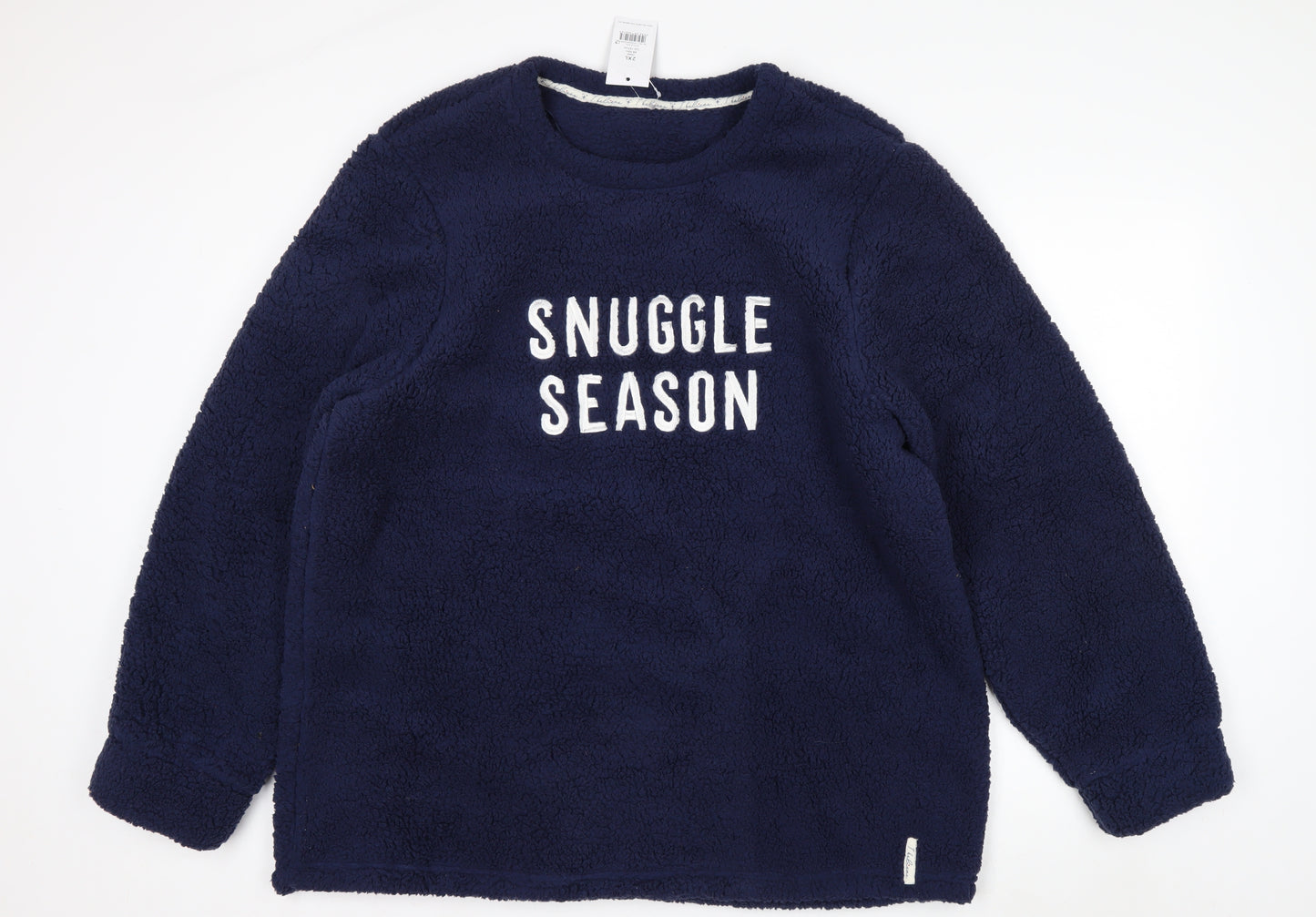 George Women Navy Blue Snuggle Season Fleece Pullover Sweatshirt 2XL