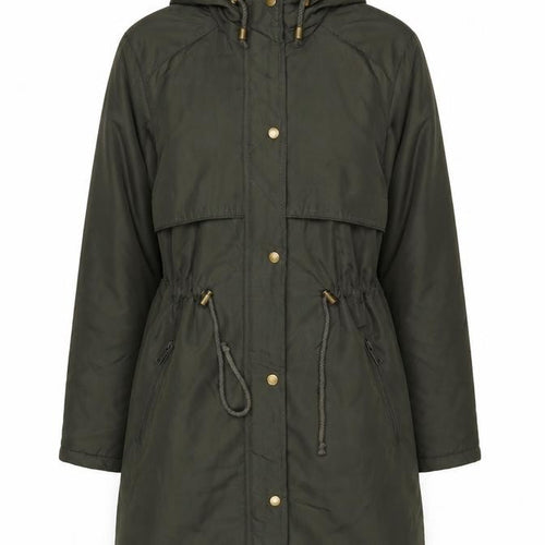 Brave Soul Women's Green Hooded Long Parka Jacket Size 8