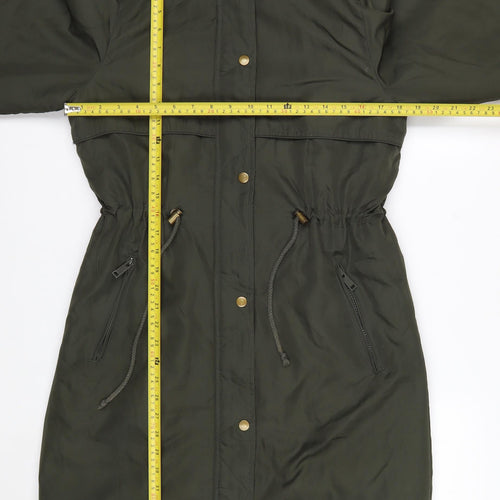Brave Soul Women's Green Hooded Long Parka Jacket Size 8