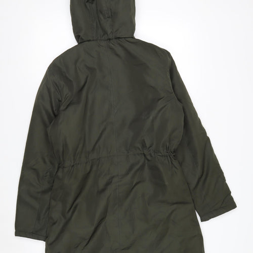 Brave Soul Women's Green Hooded Long Parka Jacket Size 8