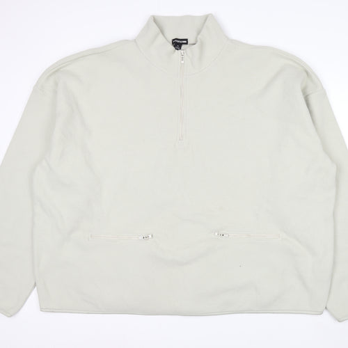 PrettyLittleThing Men’s Beige Fleece 1/4 Zip Pullover Sweatshirt XL