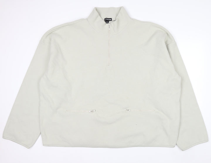 PrettyLittleThing Men’s Beige Fleece 1/4 Zip Pullover Sweatshirt XL