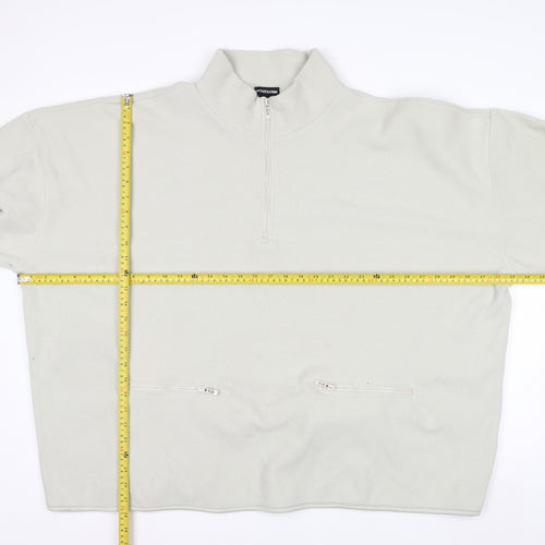 PrettyLittleThing Men’s Beige Fleece 1/4 Zip Pullover Sweatshirt XL
