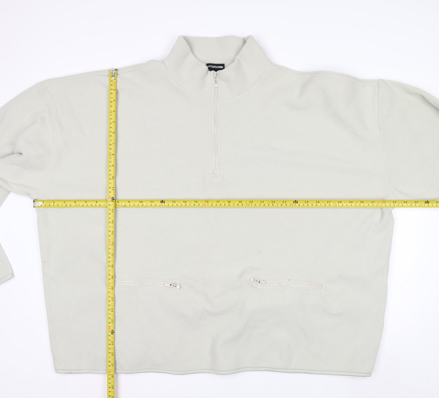 PrettyLittleThing Men’s Beige Fleece 1/4 Zip Pullover Sweatshirt XL