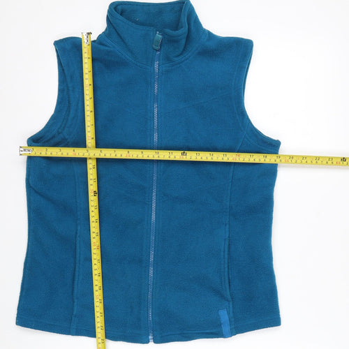 M&Co Women’s Blue Fleece Zip Waistcoat Bodywarmer M