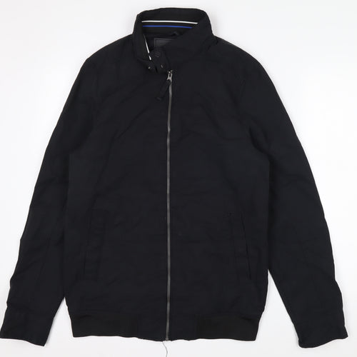 F&F Men’s Black Cotton Nylon Bomber Jacket Size S Regular Fit