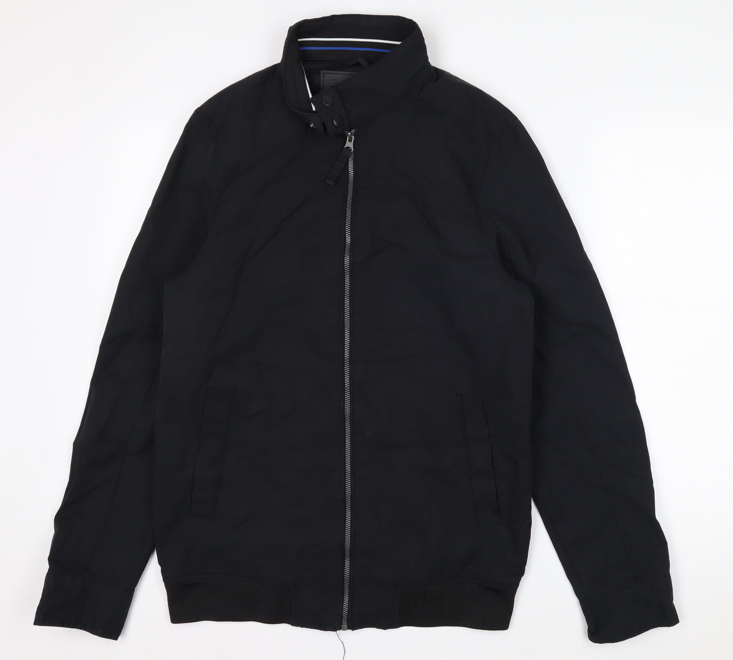 F&F Men’s Black Cotton Nylon Bomber Jacket Size S Regular Fit