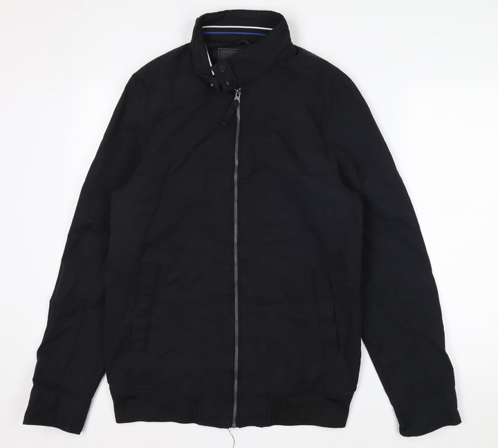 F&F Men’s Black Cotton Nylon Bomber Jacket Size S Regular Fit