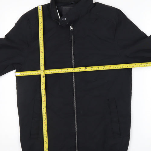 F&F Men’s Black Cotton Nylon Bomber Jacket Size S Regular Fit