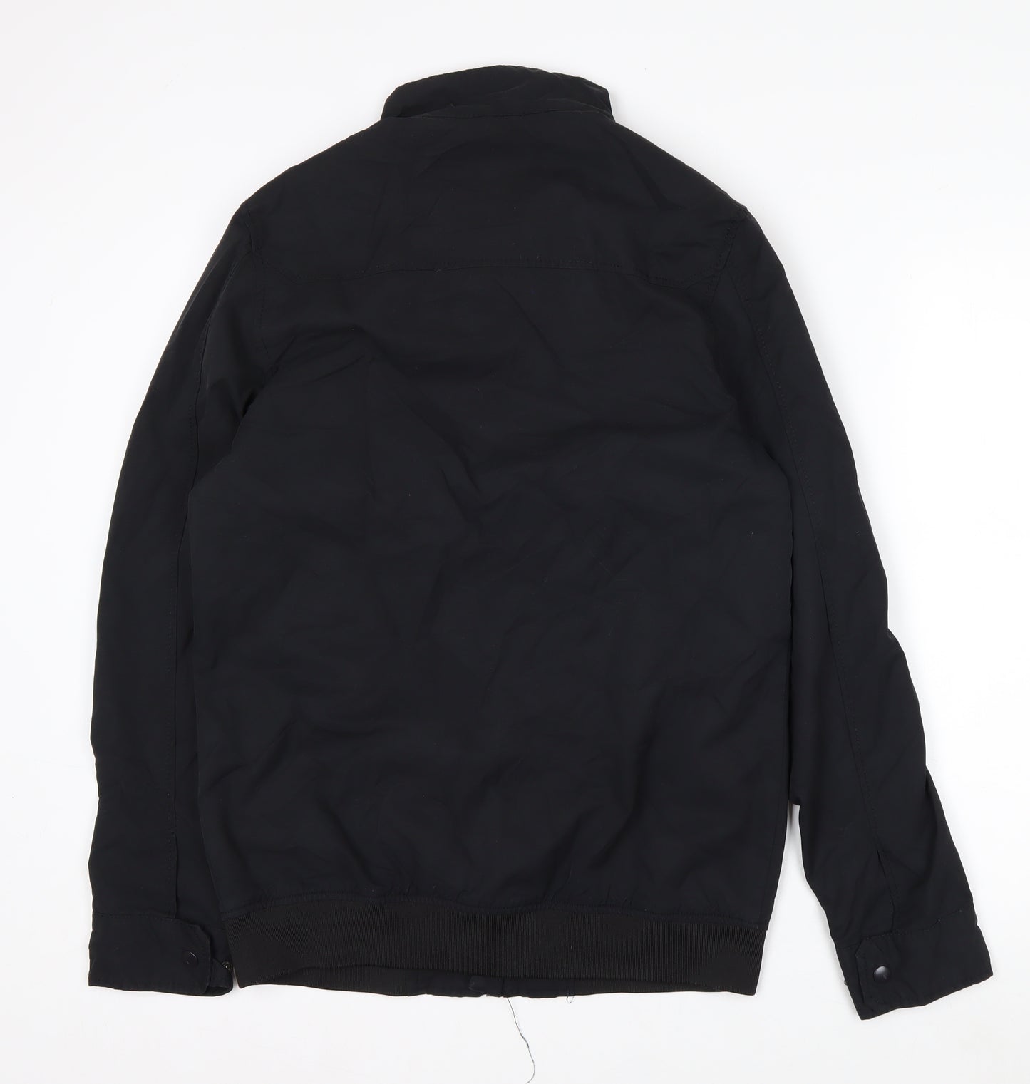 F&F Men’s Black Cotton Nylon Bomber Jacket Size S Regular Fit
